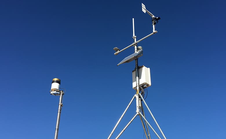 weather station on roof of green roof testing laboratory